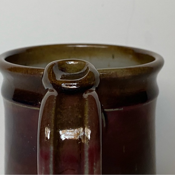 Hand Thrown Studio Pottery Mug Stein Cup Ombré Beige Red Glazed Signed 4.5” EUC - Picture 2 of 14